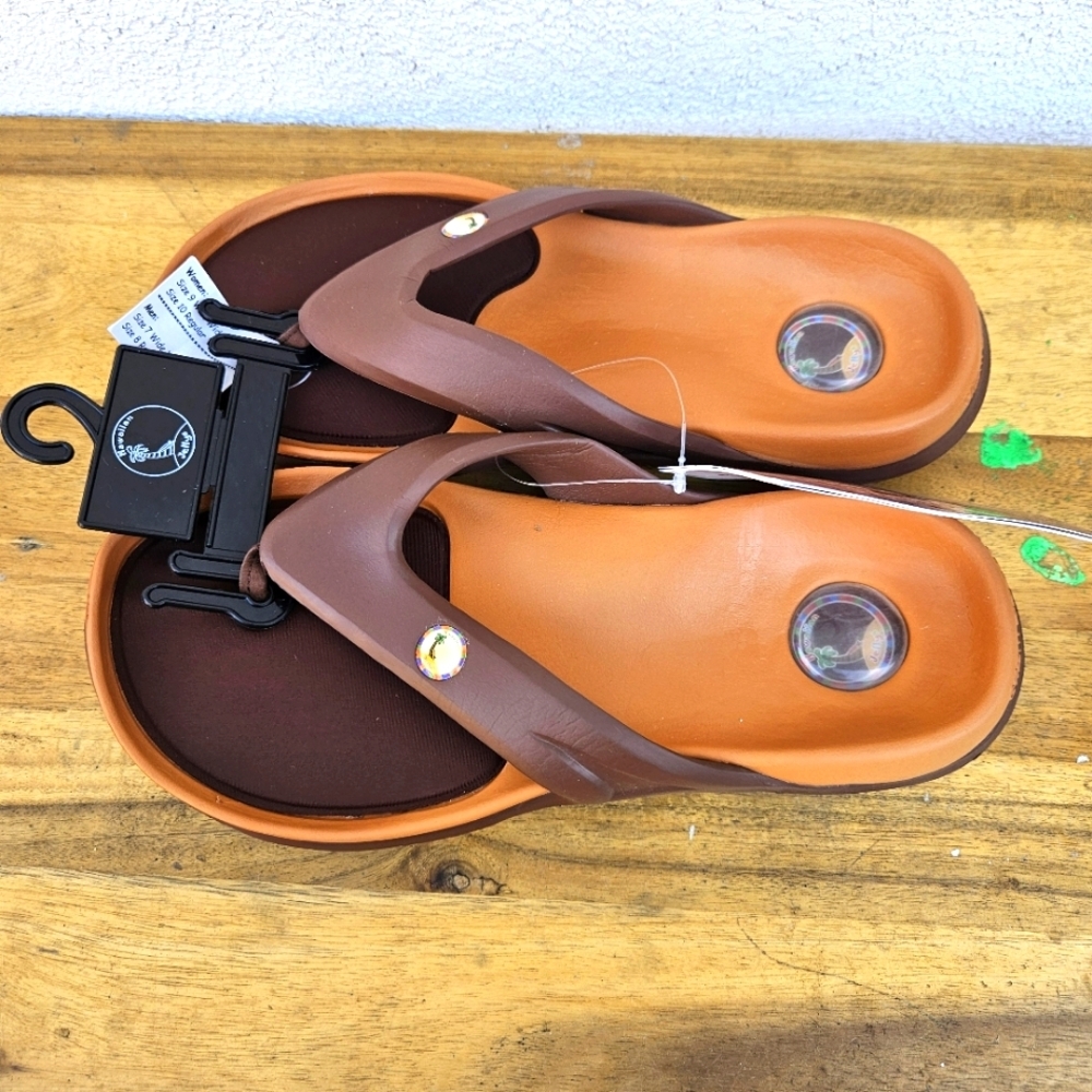 Hawaiian Jellys Ultra Comfort A'a Brown Lava Unisex Sandals Women's Size 10 - Picture 8 of 16